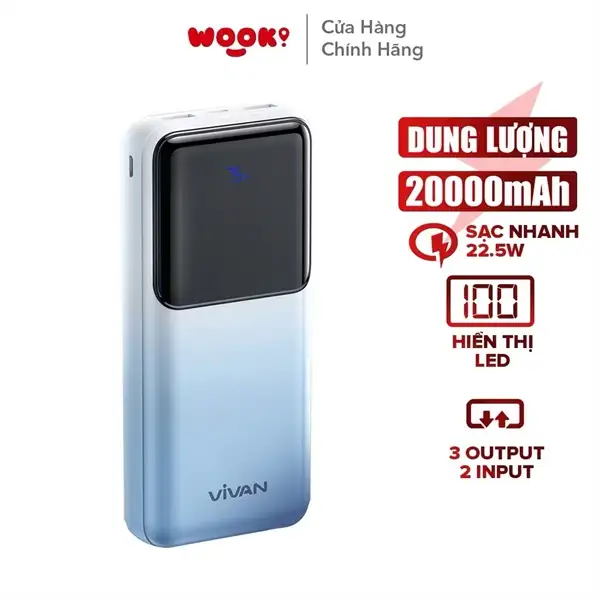 Pin sạc dự phòng sạc nhanh 22.5W 20000mAh VIVAN VPB-D20 (BH12T)