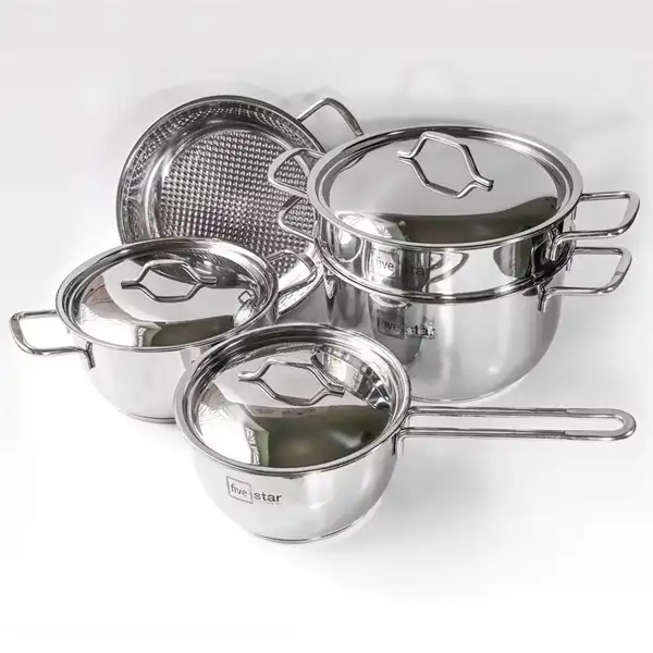 Bộ 5 nồi inox 430 3 đáy nắp inox Fivestar