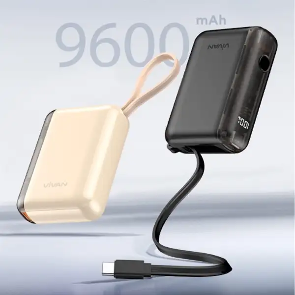 Pin sạc dự phòng mini 9600mAh tích hợp cáp sạc nhanh 22.5w VIVAN VPB-Q10 Đen (BH12T)