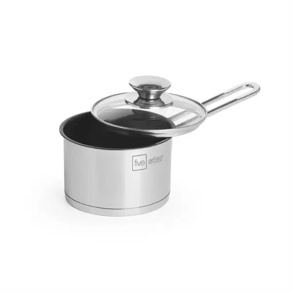 Quánh inox chống dính 430 3 đáy nắp kính Fivestar 12cm